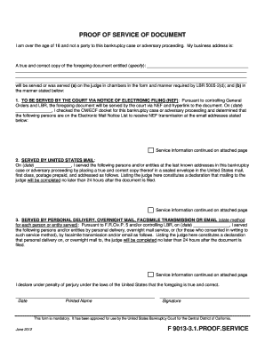 Proof of Service of Document