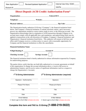 Direct Deposit Authorization Form