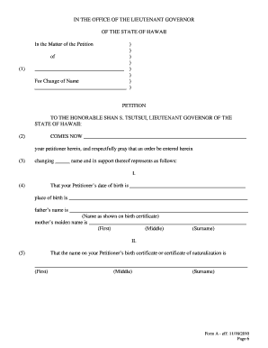 Hawaii Individual Name Change Petition