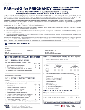 PARmed-X for Pregnancy Physical Activity Readiness Medical Examination