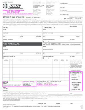 Domestic Ocean Freight Bill of Lading