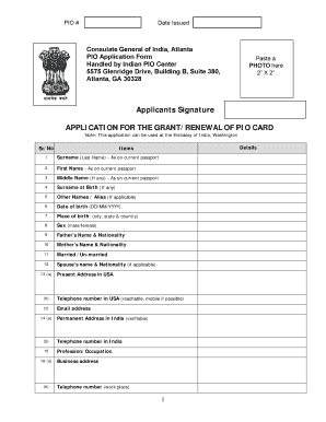 PIO Card Application Form