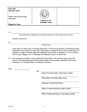 Texas consent to use name