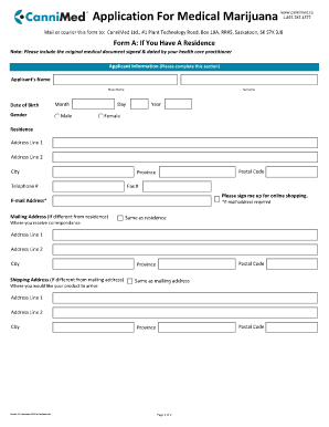 Medical Marijuana Application Form