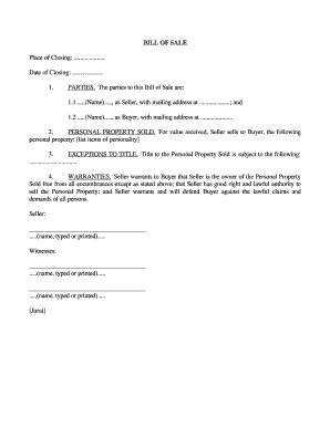 Bill of Sale