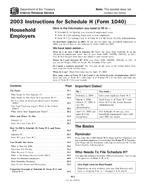 2003 Instructions for Schedule H (Form 1040)