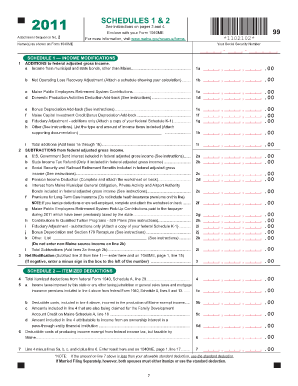 Maine Schedule 1 & 2 Tax Form 2011