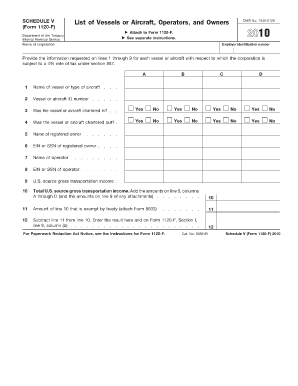 Schedule V Form 1120-F