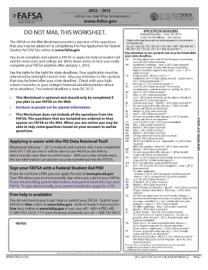 FAFSA on the Web Worksheet