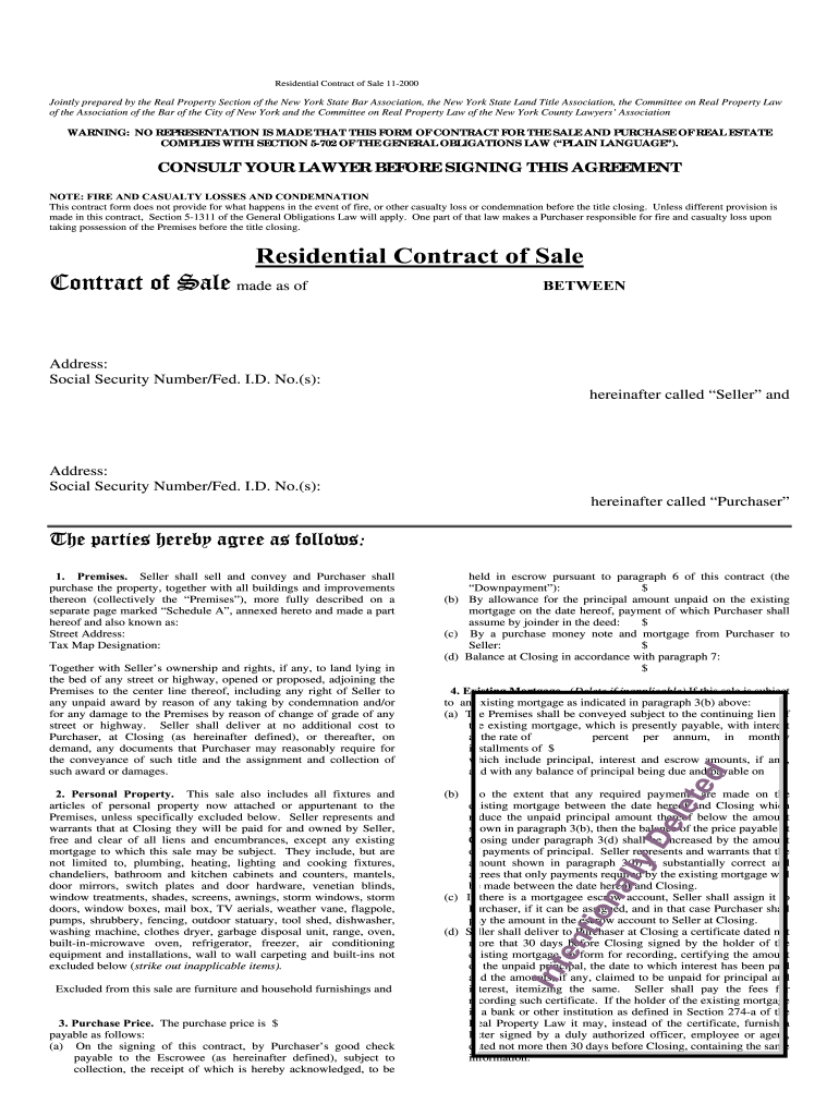new york state residential contract of sale Preview on Page 1