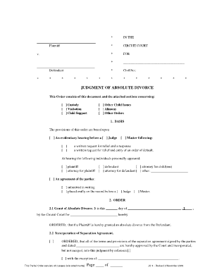 Maryland Absolute Divorce Judgment