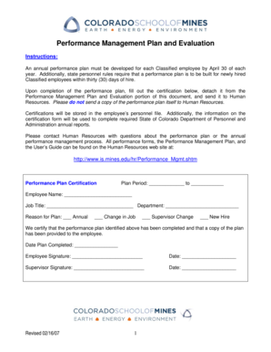 Performance Management Plan and Evaluation