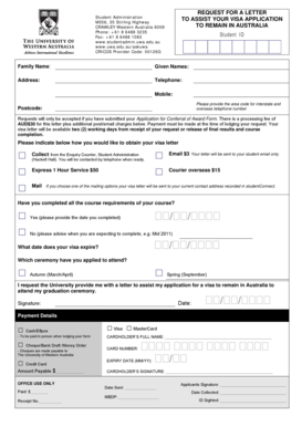 Visa Application Support Letter Request Form