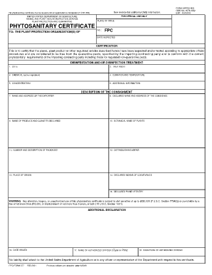 USDA Phytosanitary Certificate Form 577