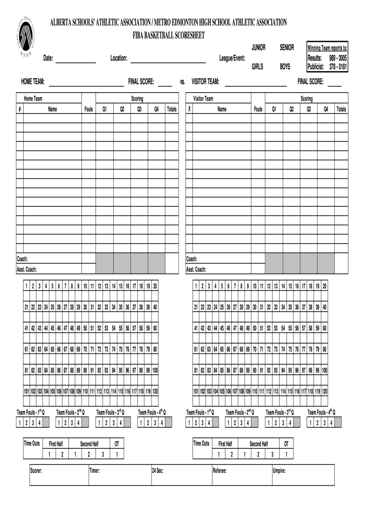 Basketball Stat Sheets Printable