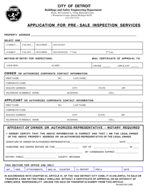 Detroit Pre-Sale Inspection Application