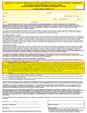 Release of Liability Waiver for Adventure Activities