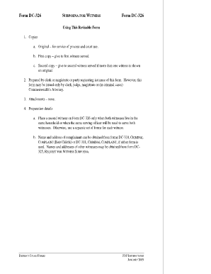 Virginia Subpoena for Witness Form DC-326