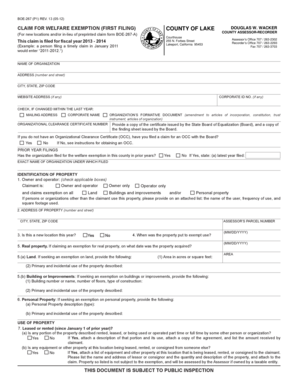 California Welfare Exemption Claim Form