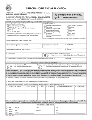 Arizona Joint Tax Application