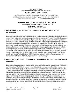 Nevada Common-Interest Community Purchase Notice