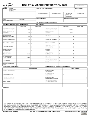 Boiler and Machinery Insurance Application Form