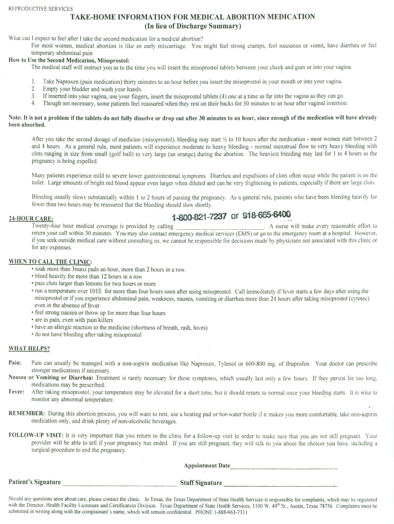 Discharge Summary For Abortion 2020 Fill and Sign Printable Template
