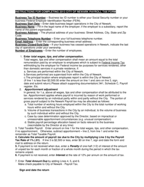2013 City of Newark Payroll Tax Form