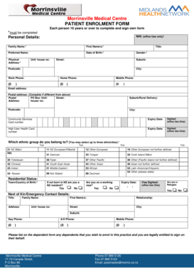 New Zealand Patient Enrolment Form