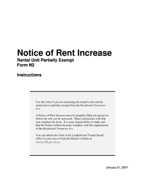 Form 10 - Notice to Tenant of Rent Incease (except for rent ... - ltb gov on