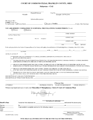 Bridal contract for makeup artist - E-Filing Subpoena - Franklin County, Ohio - franklincountyohio