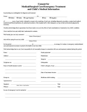 Medical Consent Form for Child