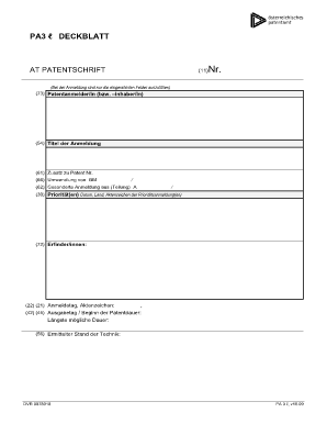 Deutsches Patentanmeldungsformular