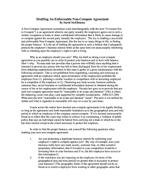 Non compete clause template - Drafting An Enforceable Non-Compete Agreement