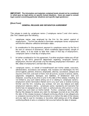 General Release and Separation Agreement