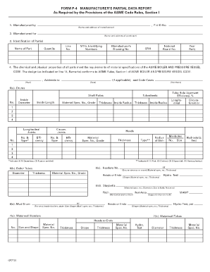 ASME Form P-4 Manufacturer's Partial Data Report