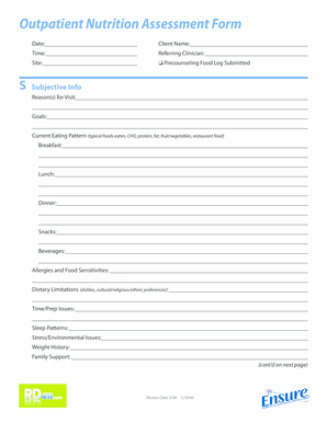Fillable Online Nutrition Screening Mna Elderly Fax Email Print Pdffiller