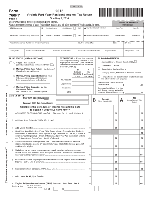 Virginia Part-Year Resident Income Tax Return