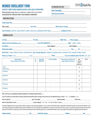 Tufts Health Plan Member Enrollment Form