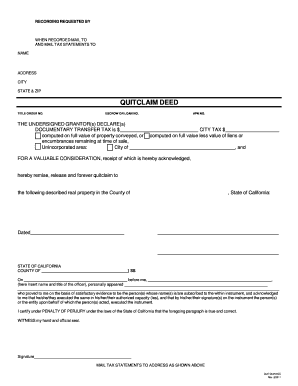 California Quitclaim Deed