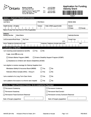 Ontario Ostomy Grant Application