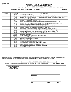 Mississippi State Tax Form Request