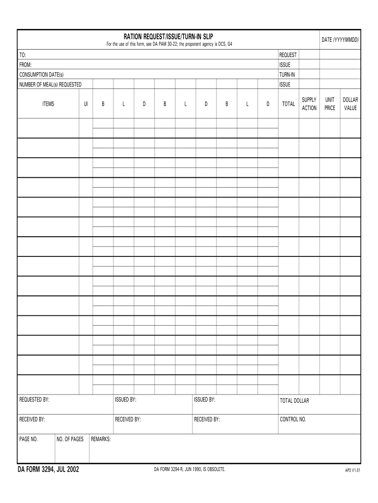 Da form 3294: Fill out & sign online | DocHub