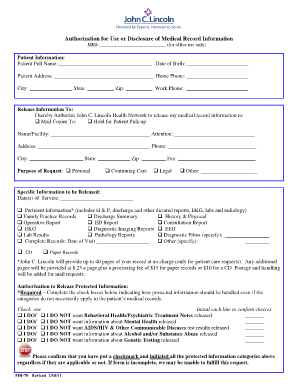 Authorization for Use or Disclosure of Medical Record Information
