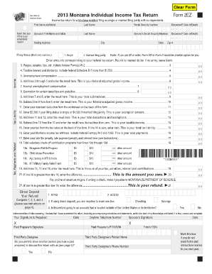 Montana Individual Income Tax Return Form 2EZ