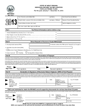 West Virginia Individual Income Tax Declaration