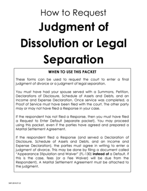 California Divorce or Legal Separation Judgment Request