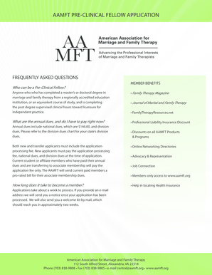 AAMFT Pre-Clinical Fellow Application