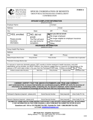 Spouse Coordination of Benefits Form