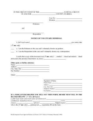 Florida Notice of Voluntary Dismissal